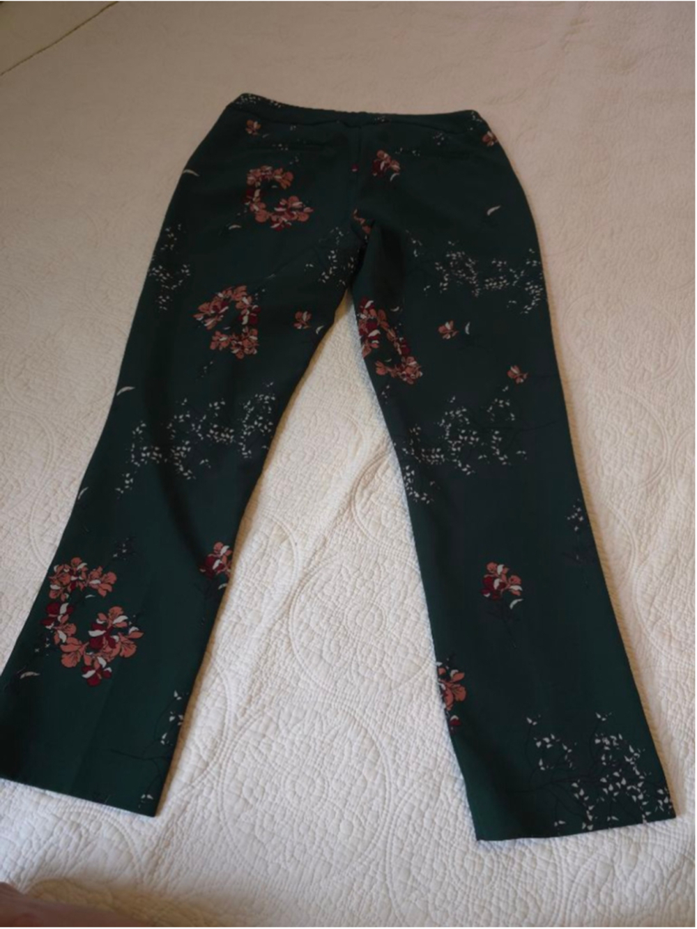 Women's CAROLINA BELLE Forest Emerald Green Floral Trousers Size 8 OfficeSiren - Picture 8 of 13
